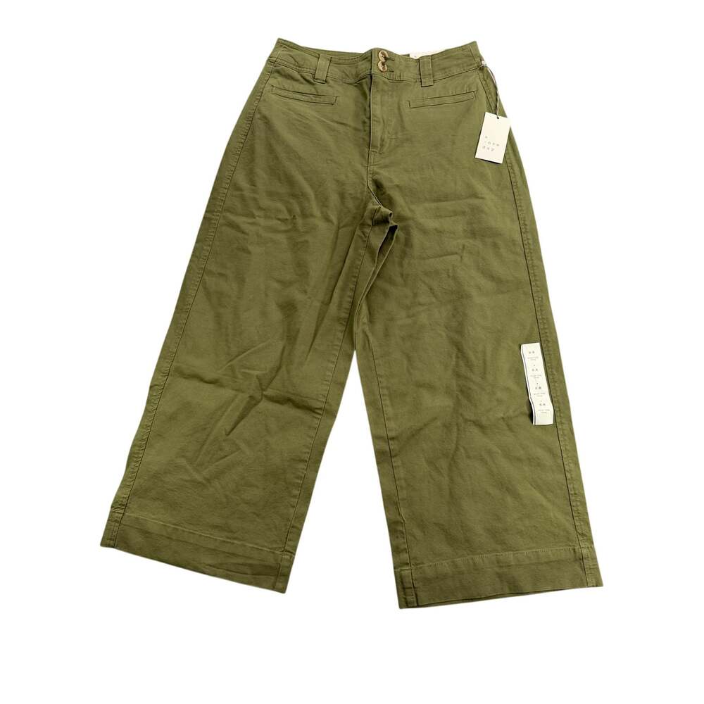 A New Day Women's Olive Green High-Rise Cropped Wide Leg Pants - Size 8 - NWT